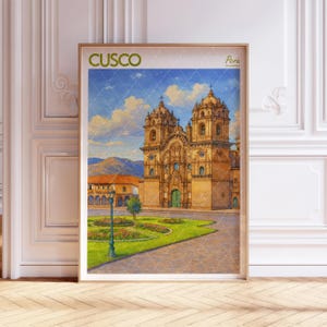 Cusco City Watercolor Art Print: Peru Travel Poster Ready to Frame