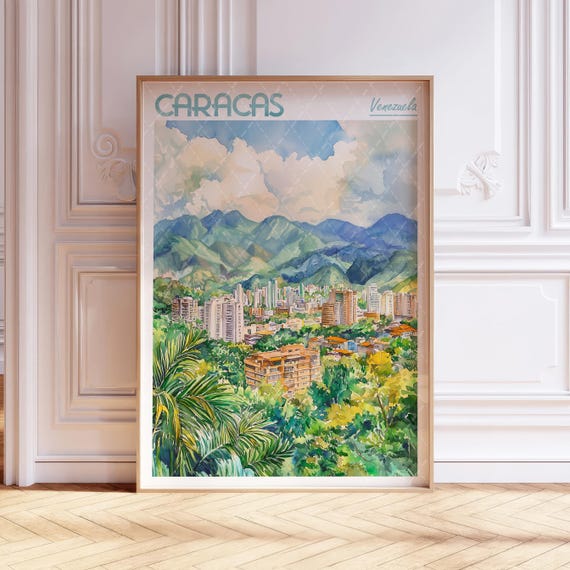 Caracas Watercolor Art Print - Venezuela Print - South America Travel Poster - World Cities Wall Art - Pastel Colors Travel Art