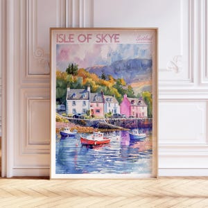 Isle of Skye Watercolor Art Print - Scotland Travel Print - United Kingdom Travel Poster - World Cities Wall Art - Pastel Colors Travel Art
