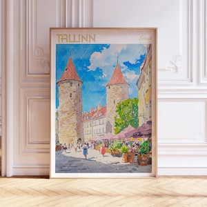 Tallinn Watercolor Art Print - Estonia Print - Estonia Travel Poster - World Cities Wall Art - Pastel Colors Travel Art