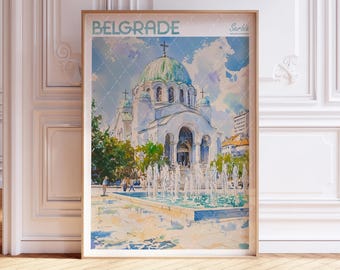 Belgrade Watercolor Poster - World Cities Wall Art - Serbia Travel Poster - Printable City Poster - Pastel Colors Travel Poster