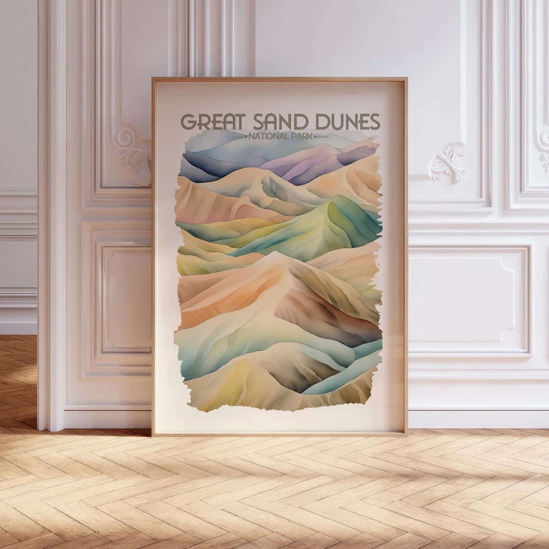 Great Sand Dunes National Park Watercolor Travel Poster - US National ...