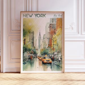 New York Aquarell Art Print - New York City Druck - New York USA Reise Poster - Weltstädte Wandkunst - Pastellfarben Reisekunst
