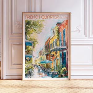 French Quarter Watercolor Art Print - New Orleans City Print - New Orleans USA Travel Poster - World Cities Wall Art - Pastel Colors Art