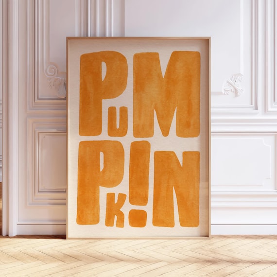 Retro Pumpkin Wall Art, Fall Autumn Printable Decor, Halloween Pumpkin Print, Thanksgiving Harvest Poster Digital Download