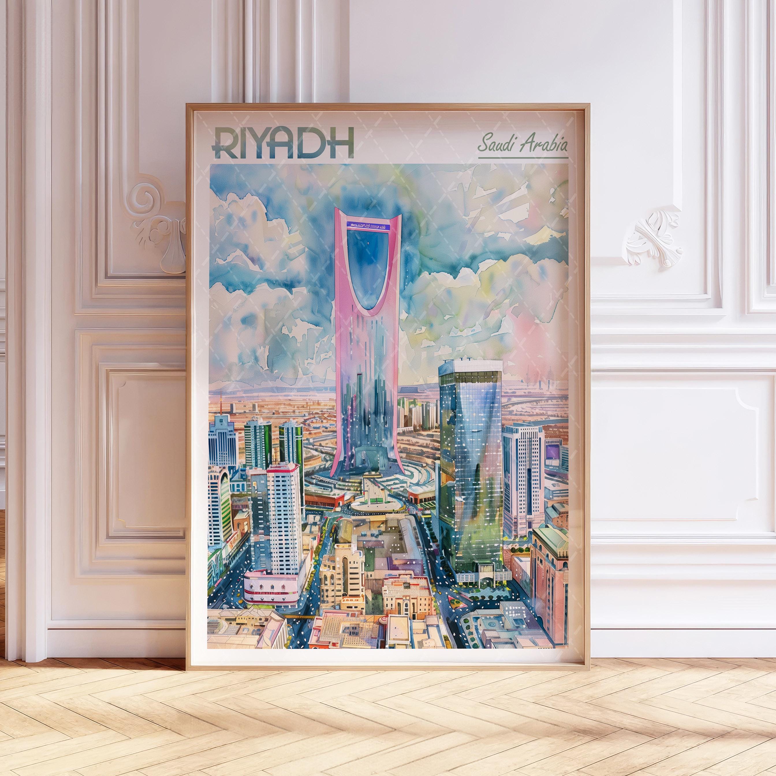 Riyadh Watercolor Poster - World Cities Wall Art - Saudi Arabia Travel ...