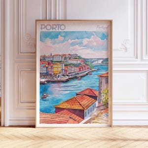 Porto Watercolor Poster - World Cities Wall Art - Portugal Travel Print - Printable City Poster - Pastel Colors Travel Poster