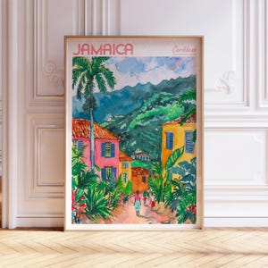 Jamaica Watercolor Art Print - Jamaica Tropical Print -  Caribbean Island Travel Poster - World Cities Wall Art - Pastel Colors Travel Art