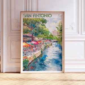 San Antonio Watercolor Art Print - San Diego CA Print - California USA Travel Poster - World Cities Wall Art - Pastel Colors Travel Art