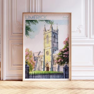 Limerick Watercolor Art Print - Limerick City Print - Ireland Europe Travel Poster - World Cities Wall Art - Pastel Colors Travel Art