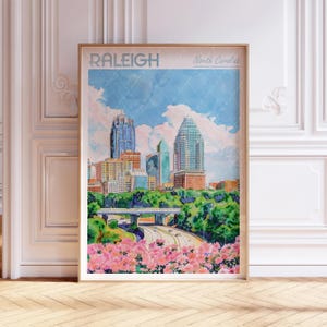 Raleigh Watercolor Poster - World Cities Wall Art - North Carolina USA Travel Print - Printable City Poster - Pastel Colors Travel Poster