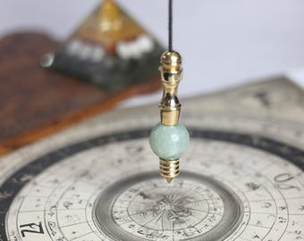 Brass Pendulum with Amazonite Stone Ball | Healing Dowsing Tool for Chakra Balancing & Energy Work