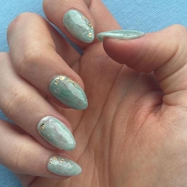 Press on nails - Fancy green marble