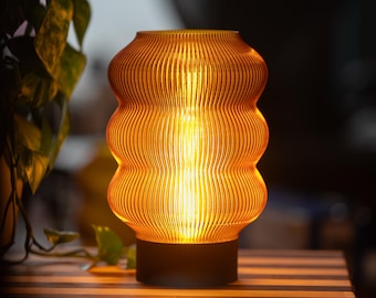 Cozy Amber Table Lamp - Big Wavy Lamp - Boho Floor Light - Unique Home Decor -  Housewarming Gift - Art Deco Mood Lighting