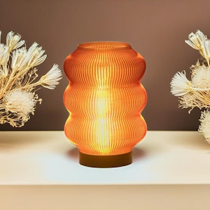 Cozy Table Lamp – Large Modern Wavy Light for Bedroom or Living Room – Home Office Decor  – Amber Nightstand