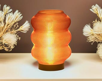 Cozy Table Lamp – Large Modern Wavy Light for Bedroom or Living Room – Home Office Decor  – Amber Nightstand
