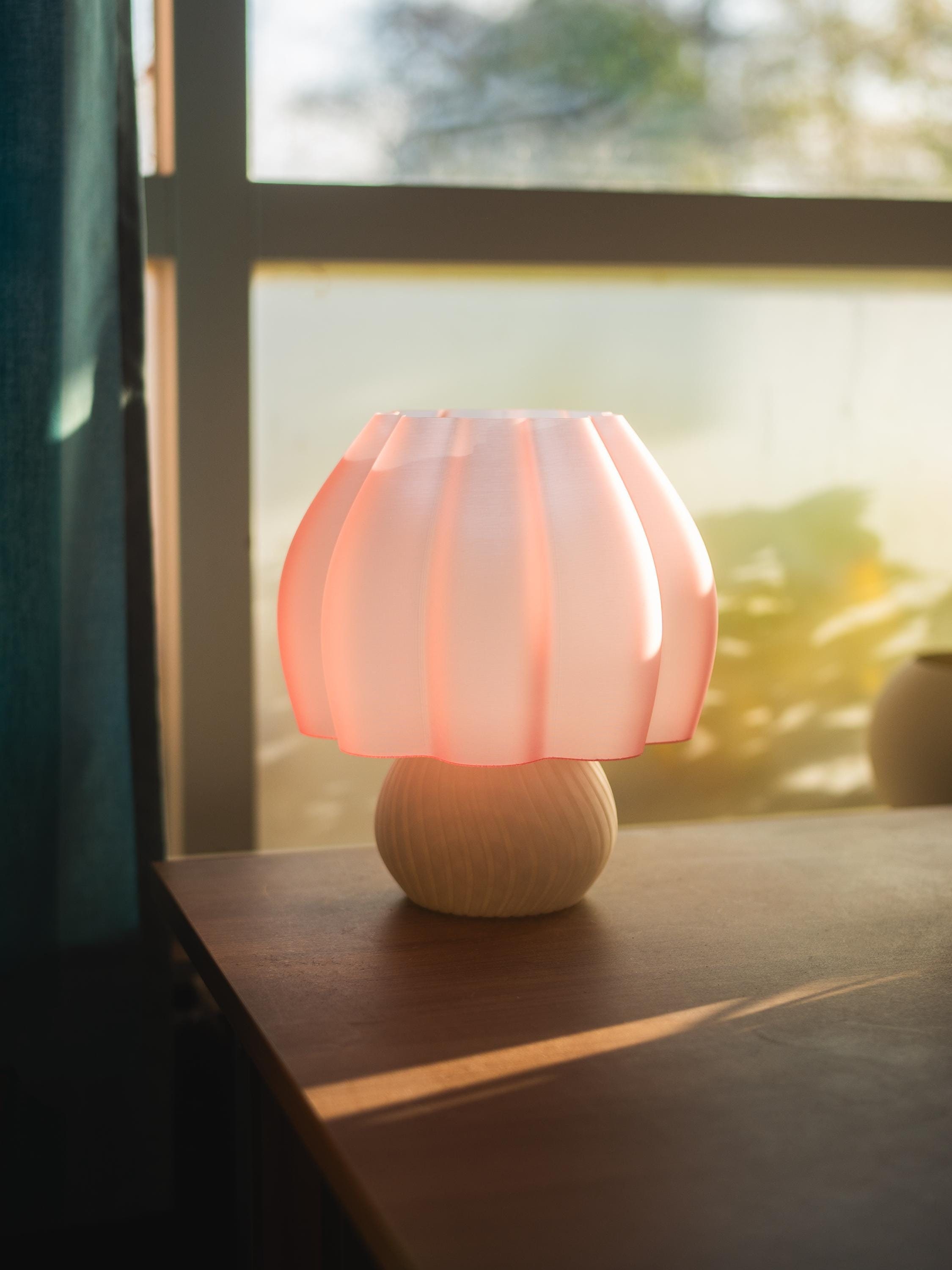 Mushroom Table Lamp | Unique Home Decor | Pink Cozy Light | 3d Printed Lamp | Modern Nightstand