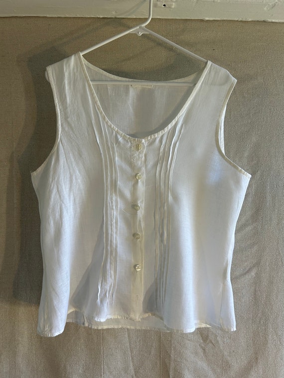 CP Shades White Sleeveless Linen Blouse size M