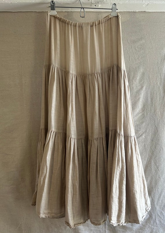 CP Shades Teired Long Full Linen Skirt size S but 