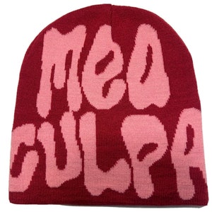 Stretch MEA Culpa Beanies Hat with Rhinestone Hip-hop Hat for Women Men