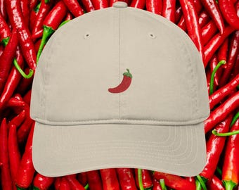 Embroidered Chili Pepper Hat: Spicy Foodie Gift - Etsy display picture 1