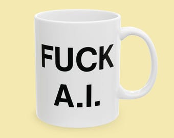 Kubek „Fuck AI”, Zwolniony, Bez pracy, Prezent biurowy, Prezent dla współpracownika, Prezent dla kolegi, Prezent na ukończenie studiów, Marketing, Księgowość, Finanse
