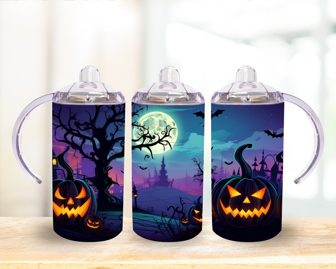 12oz Halloween Sippy Cup Tumbler Sublimation Wrap PNG, 12 Oz Straight