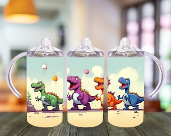 Dinosaurier 12 Unzen Schnabeltasse Designs für Jungen, Sublimation Wrap PNG Design, 12 Unzen gerader Wrap, Kinder Wasserflasche, Sofortiger Download