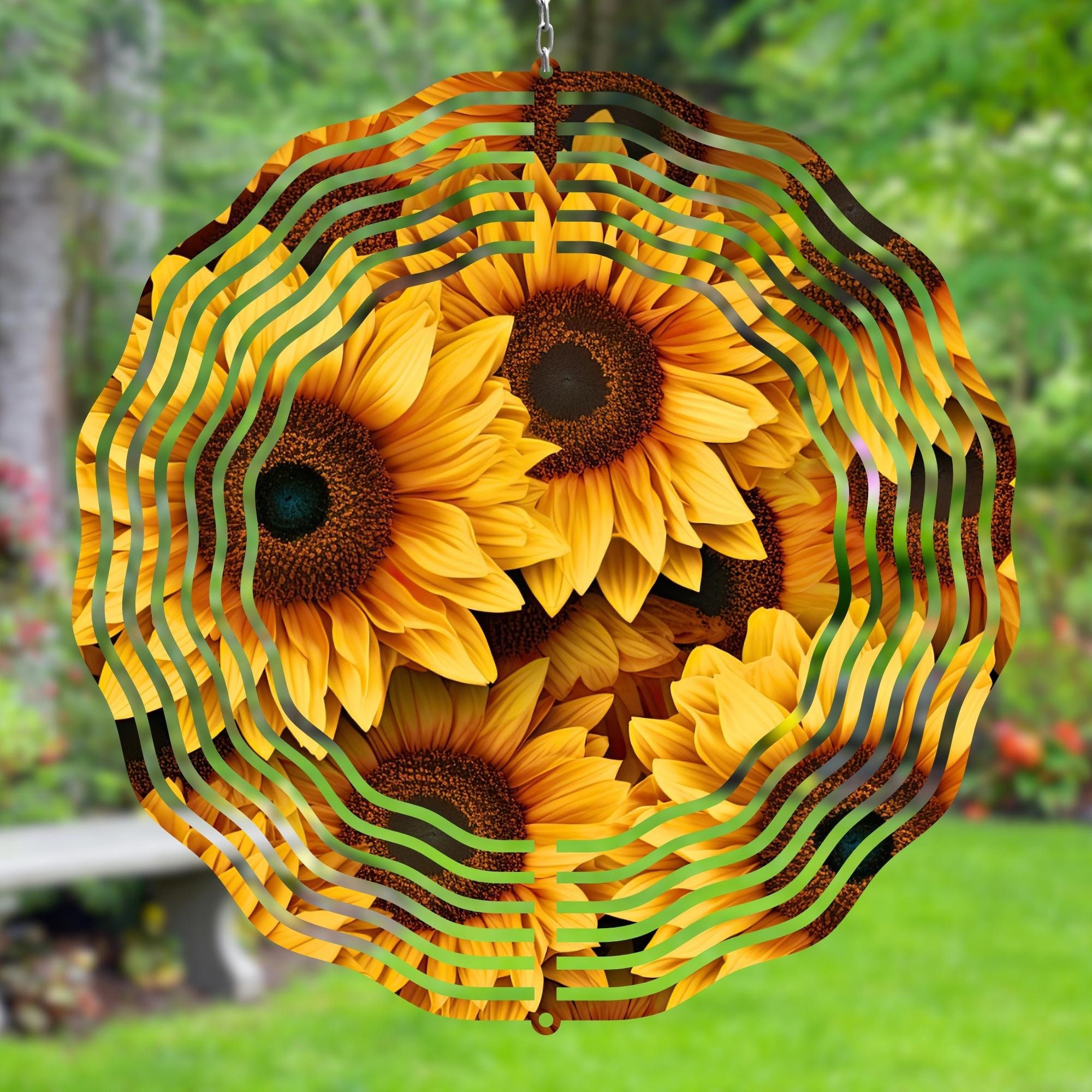 Realistic Sunflowers Wind Spinner Sublimation Design PNG, Floral ...