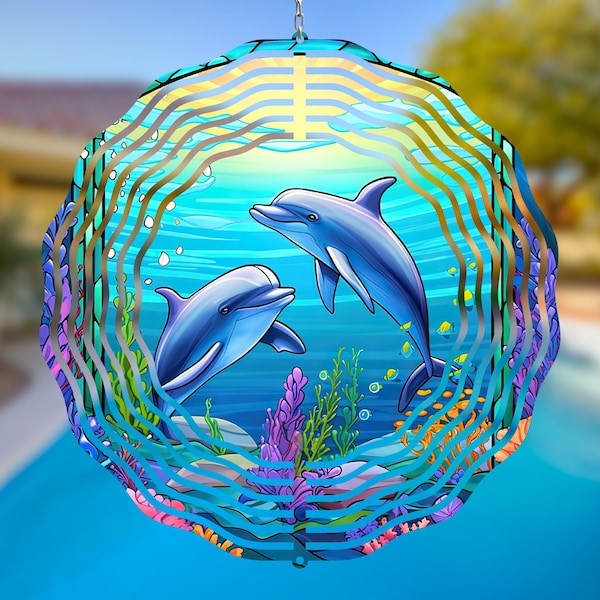 Dolphins Wind Spinner Sublimation Design PNG, Backgrounds for Windspinners, Digital Download File, Commercial Use