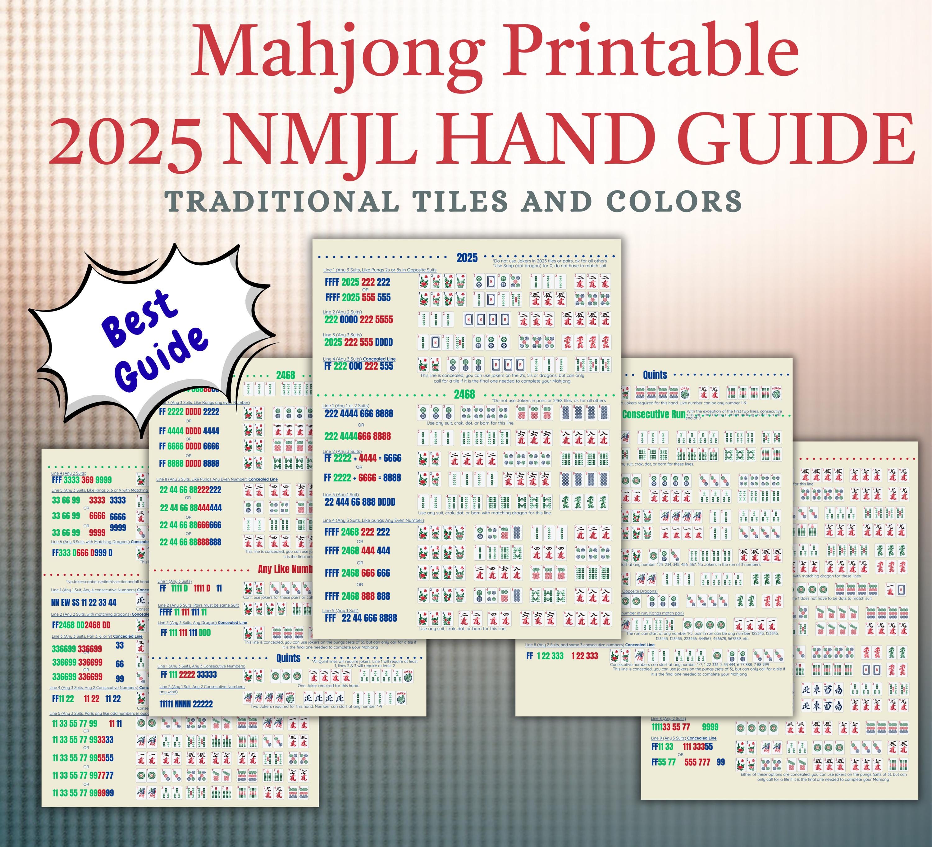 Mahjong Guide Mahjong Printable Cheat Sheet 2025 Latest, 2025 American Mahjong Guide ...