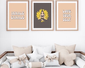 Set of 3 Minimalist Yoga Graphic, Yoga Poses Graphic Illustration, Yoga Asanas Print, Printable Wall Art, Holistic Yoga Digital Download