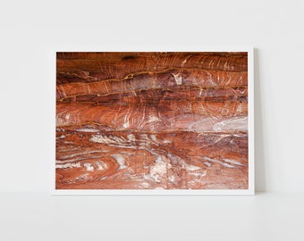 Colorful Stone Texture in Petra - Wadi Musa, Natural Orange Stone Pattern Photography, Abstract Stone Veins, Minimalist Nature Print