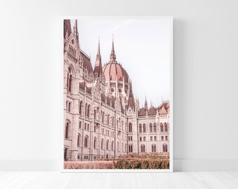 Budapest Parliament Building Photography, Baroque Architecture Building, Europe Travel, Vertical Digital Download Print, Vintage Wall Art