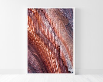 Colorful Stone Texture in Petra - Wadi Musa, Natural Purple Stone Pattern Photography, Abstract Stone Veins, Minimalist Nature Print