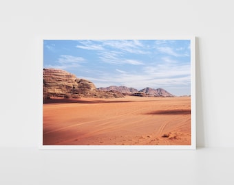 Wadi Rum Desert Landscape Photography, Jordan Desert Minimalist Nature Scenery, Beautiful Nature Print, Printable Wall Art, Digital Download