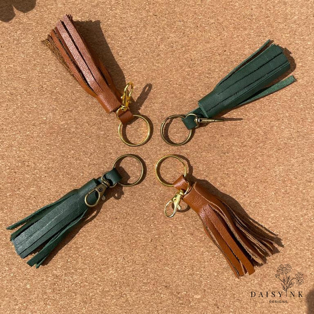 9cm Handmade Leather Tassel Keyring Etsy UK