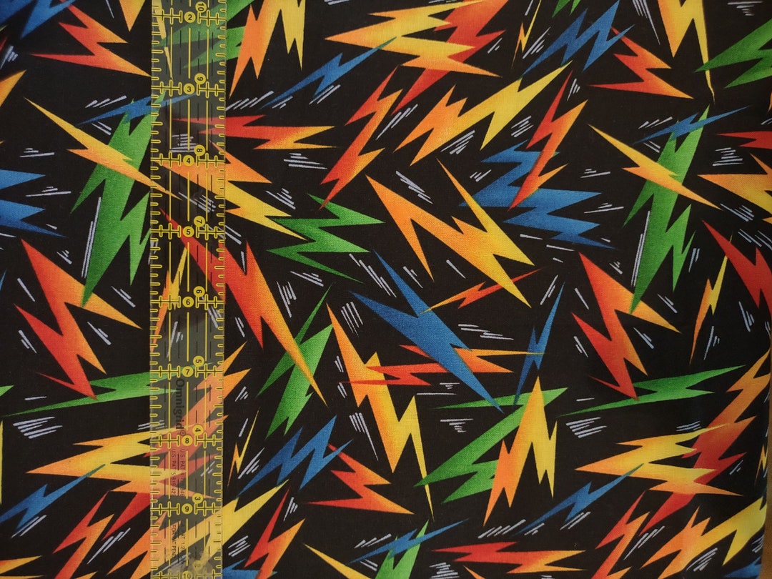 Rainbow Lightning Bolt Fabric by Fabricquilt Etsy
