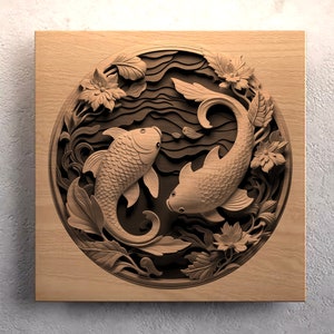 Laser Engrave File PNG, 3D Illusion Lightburn Laser Engrave, Design For Laser, PNG Burn Digital Files, Fish Lightburn Laser Design Portrait