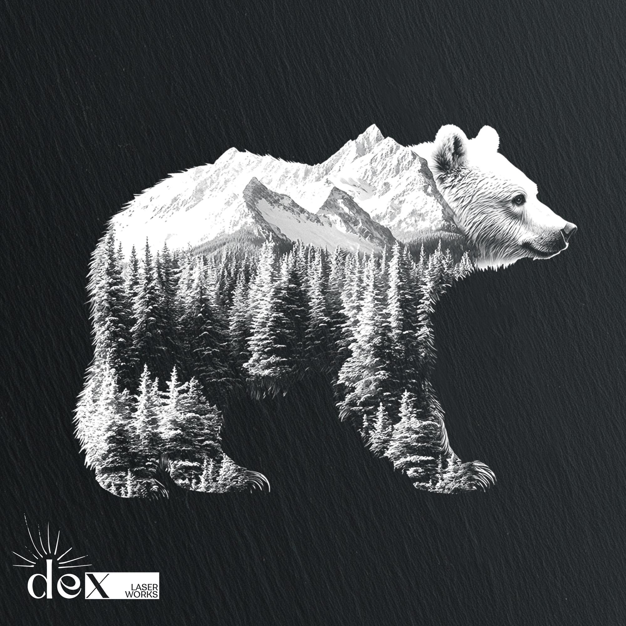 Bear Laser Engraving PNG , Slate Coaster Engrave Files , PNG Laser ...