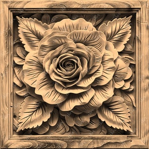 Flower Laser Engrave File PNG, 3D Illusion Lightburn Laser Engrave, Design For Laser, PNG Burn Digital Files, Floral Lightburn Laser Design