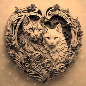 Cat Laser Engrave File PNG, 3D Illusion Lightburn Laser Engrave, Design For Laser, PNG Burn Digital File, Kitty Lightburn Design Portrait