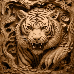 Laser Engrave File PNG, 3D Illusion Lightburn Laser Engrave, Design For Laser, PNG Burn Digital Files, Tiger Lightburn Laser Design Portrait