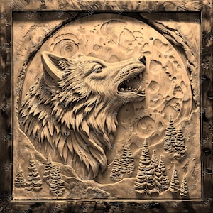 Laser Engrave File PNG, 3D Illusion Lightburn Laser Engrave, Design For Laser, PNG Burn Digital Files, Wolf Lightburn Laser Design Portraits