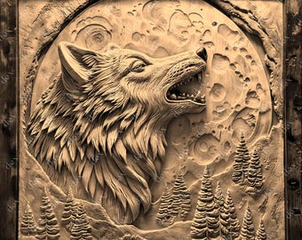 Laser Engrave File PNG, 3D Illusion Lightburn Laser Engrave, Design For Laser, PNG Burn Digital Files, Wolf Lightburn Laser Design Portraits