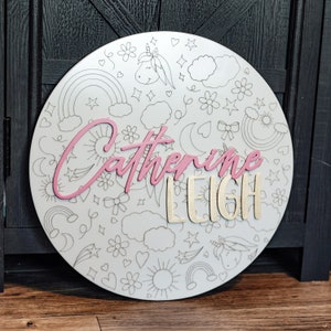 Girly Nursery Name Sign | Above Crib Sign | Round Name Sign | Custom Name Sign | Nursery Decor | Baby Name Sign