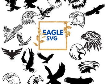 ワシ SVG バンドル、ワシ PNG バンドル、ワシ クリップアート、ワシ SVG、ワシ シルエット、Cricut 用ワシ SVG カット ファイル、ワシ ヘッド SVG、動物 SVG