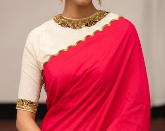 Pink Munga Silk Saree with White Blouse Saree Golden Work Saree Embroidered Saree Party Wear Saree for Her Saree Wedding Saree Festival Sari