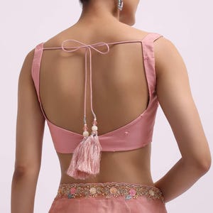 Onion Pink Saree Organza Saree Sequins Saree Marriage Saree for Bridesmaid Saree for Gift Saree for Festivals Saree Wedding Saree for Her image 8