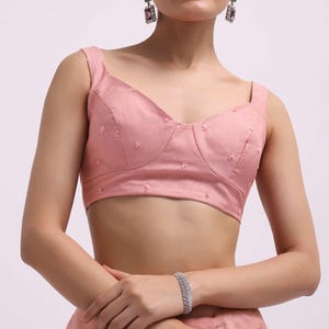 Onion Pink Saree Organza Saree Sequins Saree Marriage Saree for Bridesmaid Saree for Gift Saree for Festivals Saree Wedding Saree for Her image 9